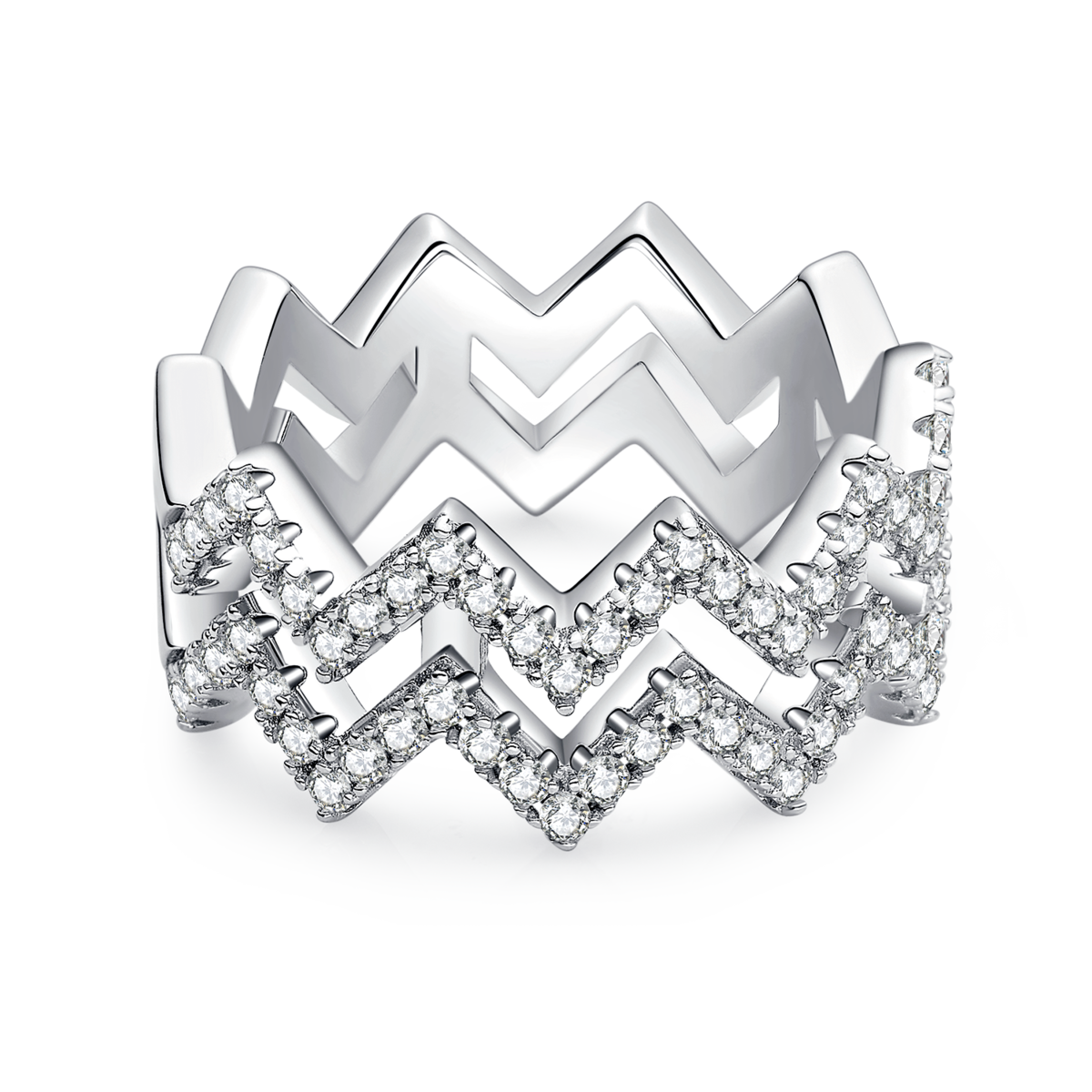 Z-shaped ring S925 silver plated platinum Moissanite cherry stone